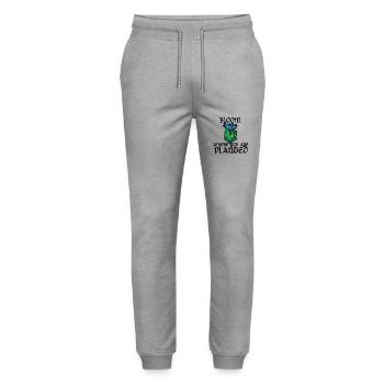 Blühe dort, wo du gepflanzt bist - Stanley/Stella Unisex Bio Jogginghose Mover  - Grau meliert - Vorne - Marisol (170cm) & Nik (191cm)