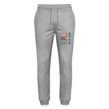 Edition limitée depuis 1949 Anniversaire Millésime 1949 - Pantalon de jogging bio MOVER Stanley/Stella unisexe - gris chiné - Devant - Marisol (170cm) & Nik (191cm)