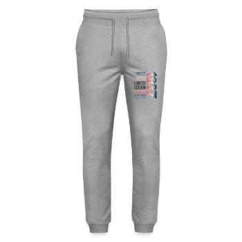 Limited Edition Since 1937 Birthday Vintage 1937 - Stanley/Stella Mover Unisex Organic Jogging Trousers - heather grey - Front - Marisol (170cm) & Nik (191cm)