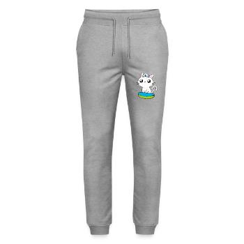 Maritim Katze Seenot Matrose Ahoi Schwimmring - Stanley/Stella Unisex Bio Jogginghose Mover  - Grau meliert - Vorne - Marisol (170cm) & Nik (191cm)