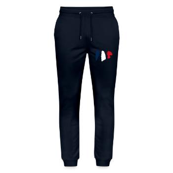Drapeau de la France - Coups de pinceau - Pantalon de jogging bio MOVER Stanley/Stella unisexe - marine - Devant - Marisol (170cm) & Nik (191cm)