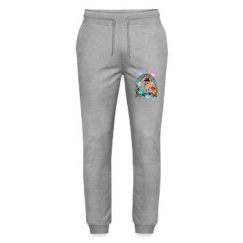 Peanut Skater Spring Nature Birthday Greetings - Stanley/Stella Mover Unisex Organic Jogging Trousers - heather grey - Front - Marisol (170cm) & Nik (191cm)