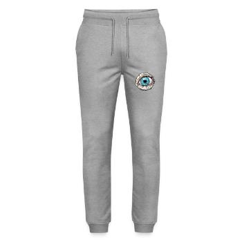 A huge eye, beware! - Stanley/Stella Mover Unisex Organic Jogging Trousers - heather grey - Front - Marisol (170cm) & Nik (191cm)