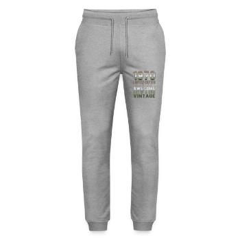 Edition limitée depuis 1970 Anniversaire Millésime 1970 - Pantalon de jogging bio MOVER Stanley/Stella unisexe - gris chiné - Devant - Marisol (170cm) & Nik (191cm)