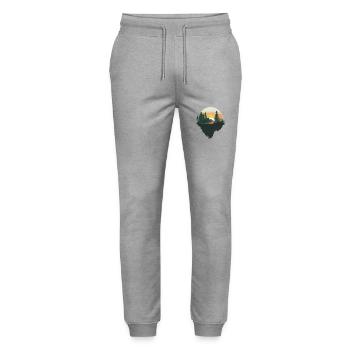 Sunset, Nature, Idyll, Flying Island - Stanley/Stella Mover Unisex Organic Jogging Trousers - heather grey - Front - Marisol (170cm) & Nik (191cm)