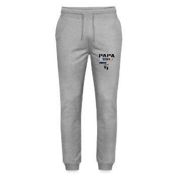 Man Soon to Dad Announcement, Dad Future Gift - Stanley/Stella Mover Unisex Organic Jogging Trousers - heather grey - Front - Marisol (170cm) & Nik (191cm)