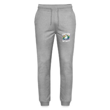 Unicorn Security Unicorn Motto Unicorn Security - Stanley/Stella Mover Unisex Organic Jogging Trousers - heather grey - Front - Marisol (170cm) & Nik (191cm)
