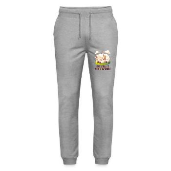 Official Sheep Shirt Official Sleep Shirt - Stanley/Stella Mover Unisex Organic Jogging Trousers - heather grey - Front - Marisol (170cm) & Nik (191cm)