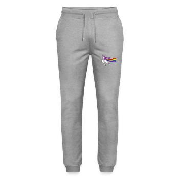 Lustiges Einhorn Regenbogen Magisches Furzen Rosa Einhorn - Stanley/Stella Unisex Bio Jogginghose Mover  - Grau meliert - Vorne - Marisol (170cm) & Nik (191cm)