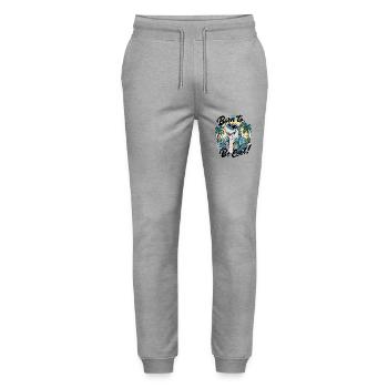 Drôle de requin avec des lunettes de soleil vacances d’été - Pantalon de jogging bio MOVER Stanley/Stella unisexe - gris chiné - Devant - Marisol (170cm) & Nik (191cm)