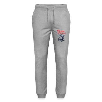 Team Fuck You Pinguin - Stanley/Stella Unisex Bio Jogginghose Mover  - Grau meliert - Vorne - Marisol (170cm) & Nik (191cm)