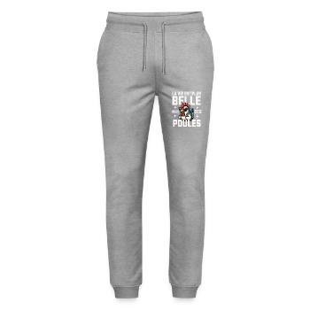 Poule Drole Femme Fille Enfant Vie avec des Poules - Pantalon de jogging bio MOVER Stanley/Stella unisexe - gris chiné - Devant - Marisol (170cm) & Nik (191cm)
