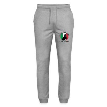 Italie Vaffanculo italien - Pantalon de jogging bio MOVER Stanley/Stella unisexe - gris chiné - Devant - Marisol (170cm) & Nik (191cm)