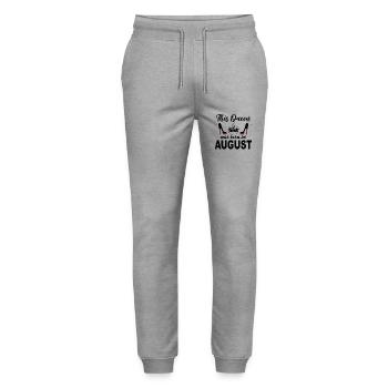 This Queen was born in August Birthday Queen - Stanley/Stella Mover Unisex Organic Jogging Trousers - heather grey - Front - Marisol (170cm) & Nik (191cm)