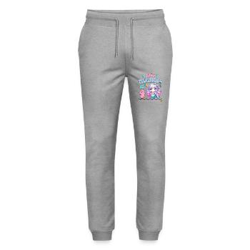 Meerjungfrau 4. Geburtstag Mädchen Kinder - Stanley/Stella Unisex Bio Jogginghose Mover  - Grau meliert - Vorne - Marisol (170cm) & Nik (191cm)