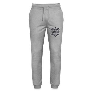 66th Birthday Original August 1958 Born 1958 - Stanley/Stella Mover Unisex Organic Jogging Trousers - heather grey - Front - Marisol (170cm) & Nik (191cm)