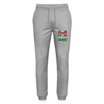 Italy Italian Vaffanculo - Stanley/Stella Mover Unisex Organic Jogging Trousers - heather grey - Front - Marisol (170cm) & Nik (191cm)