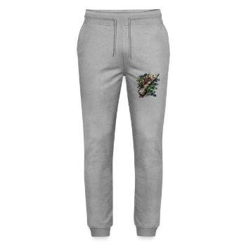 Clouded Leopard Nebelparder - Stanley/Stella Mover Unisex Organic Jogging Trousers - heather grey - Front - Marisol (170cm) & Nik (191cm)