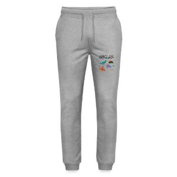 NIKLAS - Schöner Jungen Name mit Dinosaurier - Stanley/Stella Unisex Bio Jogginghose Mover  - Grau meliert - Vorne - Marisol (170cm) & Nik (191cm)