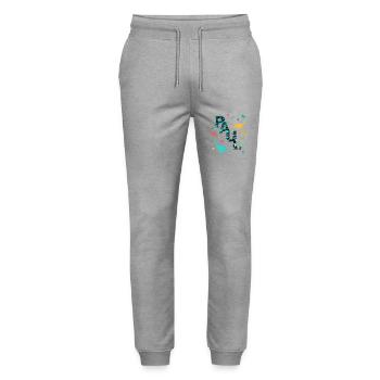 PAUL - Beautiful boy name with dinosaur - Stanley/Stella Mover Unisex Organic Jogging Trousers - heather grey - Front - Marisol (170cm) & Nik (191cm)