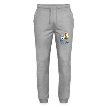 maritim Katze Ratte Seemänner Moin Kinder - Stanley/Stella Unisex Bio Jogginghose Mover  - Grau meliert - Vorne - Marisol (170cm) & Nik (191cm)