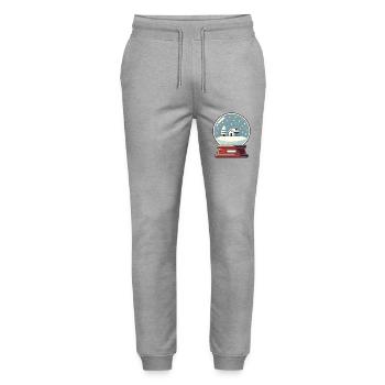 Schneekugel mit weihnachtlicher Landschaft - Stanley/Stella Unisex Bio Jogginghose Mover  - Grau meliert - Vorne - Marisol (170cm) & Nik (191cm)