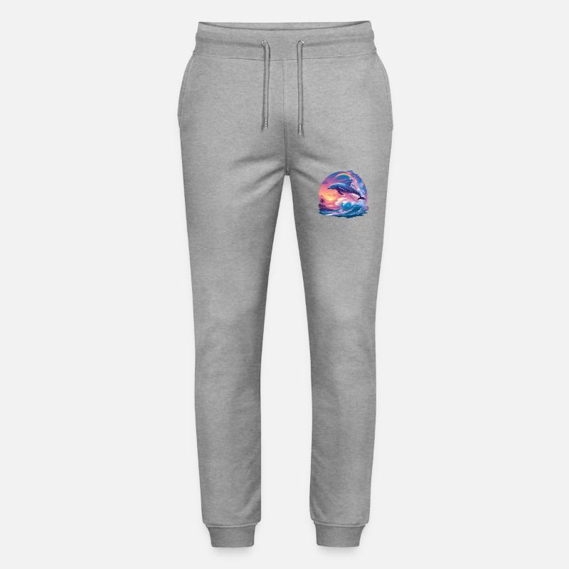 Dolphin Dolphins Dolphin - Stanley/Stella Mover Unisex Organic Jogging Trousers - heather grey