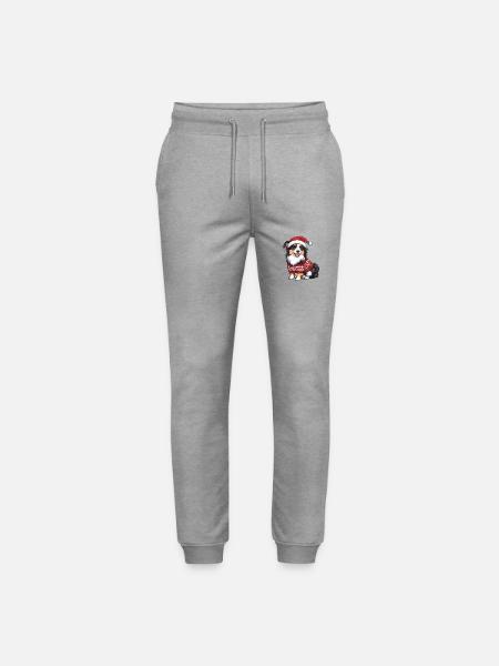 Border Collie Dog Christmas - Stanley/Stella Mover Unisex Organic Jogging Trousers - heather grey