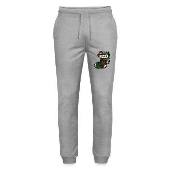 Christmas Stocking - Stanley/Stella Mover Unisex Organic Jogging Trousers - heather grey - Front - Marisol (170cm) & Nik (191cm)