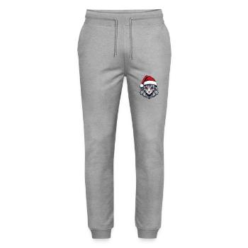 Cat Head Christmas Portrait - Stanley/Stella Mover Unisex Organic Jogging Trousers - heather grey - Front - Marisol (170cm) & Nik (191cm)