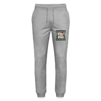 Ho Ho Ho lustiges Weihnachtsdesign Schaf Spruch - Stanley/Stella Unisex Bio Jogginghose Mover  - Grau meliert - Vorne - Marisol (170cm) & Nik (191cm)