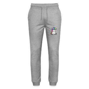 Licorne mignonne Licornes Cheval Chevaux Enfants - Pantalon de jogging bio MOVER Stanley/Stella unisexe - gris chiné - Devant - Marisol (170cm) & Nik (191cm)