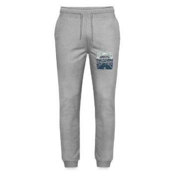 Adventure Awaits Motorcycle Motorcyclist Motorcycle - Stanley/Stella Mover Unisex Organic Jogging Trousers - heather grey - Front - Marisol (170cm) & Nik (191cm)