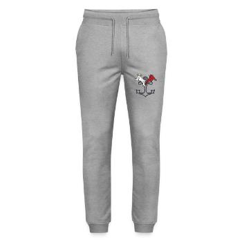 anchor seafaring heavenly devilish maritime - Stanley/Stella Mover Unisex Organic Jogging Trousers - heather grey - Front - Marisol (170cm) & Nik (191cm)