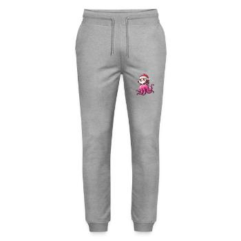 Méduse Père Noël dessin animé - Pantalon de jogging bio MOVER Stanley/Stella unisexe - gris chiné - Devant - Marisol (170cm) & Nik (191cm)