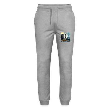 New York City Skyline Design – Urban Style Mode - Stanley/Stella Unisex Bio Jogginghose Mover  - Grau meliert - Vorne - Marisol (170cm) & Nik (191cm)