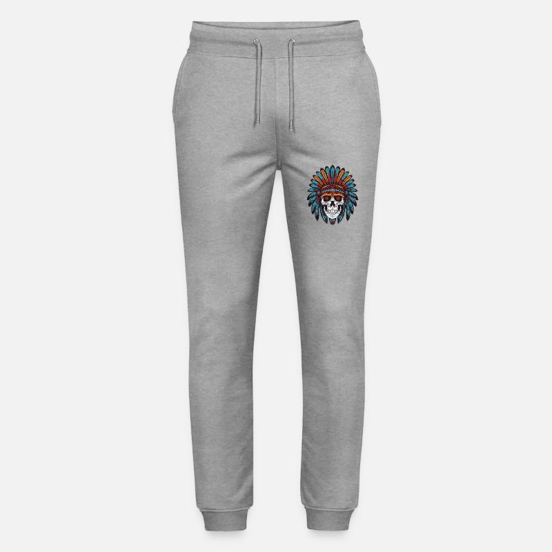 Crâne de chef indien Apache - Pantalon de jogging bio MOVER Stanley/Stella unisexe - gris chiné