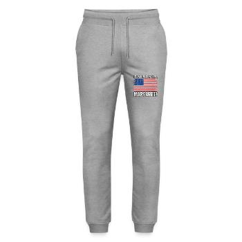 Je m’en fiche vraiment de Margaret Gift - Pantalon de jogging bio MOVER Stanley/Stella unisexe - gris chiné - Devant - Marisol (170cm) & Nik (191cm)