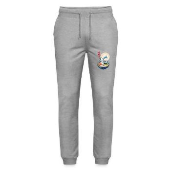 Japanese ukiyo-e ramen noodles retro aesthetic - Stanley/Stella Mover Unisex Organic Jogging Trousers - heather grey - Front - Marisol (170cm) & Nik (191cm)