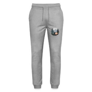 Bushcraft is My Therapy – Natur & Überleben - Stanley/Stella Unisex Bio Jogginghose Mover  - Grau meliert - Vorne - Marisol (170cm) & Nik (191cm)