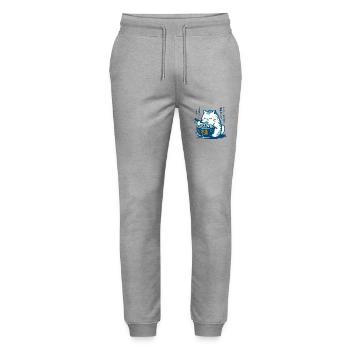 Kawaii Katzen Ramen Nudeln Japan Retro Ukiyo-E - Stanley/Stella Unisex Bio Jogginghose Mover  - Grau meliert - Vorne - Marisol (170cm) & Nik (191cm)