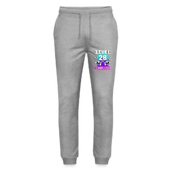 anniversaire de jeu haha comme c’est drôle - Pantalon de jogging bio MOVER Stanley/Stella unisexe - gris chiné - Devant - Marisol (170cm) & Nik (191cm)