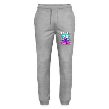 anniversaire de jeu haha comme c’est drôle - Pantalon de jogging bio MOVER Stanley/Stella unisexe - gris chiné - Devant - Marisol (170cm) & Nik (191cm)