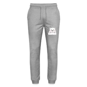 Ein süßer Eisbär mit rosigen Wangen - Stanley/Stella Unisex Bio Jogginghose Mover  - Grau meliert - Vorne - Marisol (170cm) & Nik (191cm)