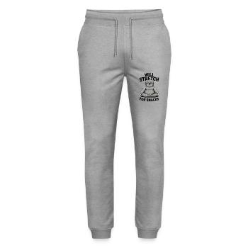 Yoga Food Humor: Will Stretch for Snacks - Stanley/Stella Mover Unisex Organic Jogging Trousers - heather grey - Front - Marisol (170cm) & Nik (191cm)