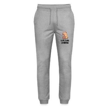 Lustiges Capybara Kaffee Morgenmuffel Geschenk - Stanley/Stella Unisex Bio Jogginghose Mover  - Grau meliert - Vorne - Marisol (170cm) & Nik (191cm)