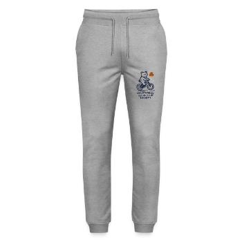 Bicycle Bear Mountain Bike Club Retro Style - Stanley/Stella Mover Unisex Organic Jogging Trousers - heather grey - Front - Marisol (170cm) & Nik (191cm)