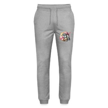 Easter Retro Bunny With Glasses In Cottagecore Style - Stanley/Stella Mover Unisex Organic Jogging Trousers - heather grey - Front - Marisol (170cm) & Nik (191cm)