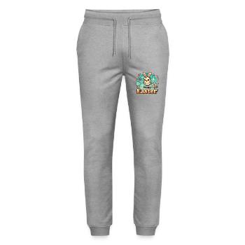 Easter Chick Vintage Style Happy Easter - Stanley/Stella Mover Unisex Organic Jogging Trousers - heather grey - Front - Marisol (170cm) & Nik (191cm)