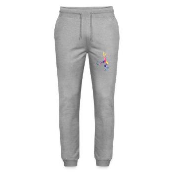 Gymnastik Mädchen – Bunt und kraftvoll - Stanley/Stella Unisex Bio Jogginghose Mover  - Grau meliert - Vorne - Marisol (170cm) & Nik (191cm)